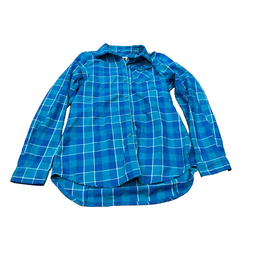 Burton Dry Ride Womens Blue Plaid‎ Flannel Button Up Preppy Pocket Shirt Size M